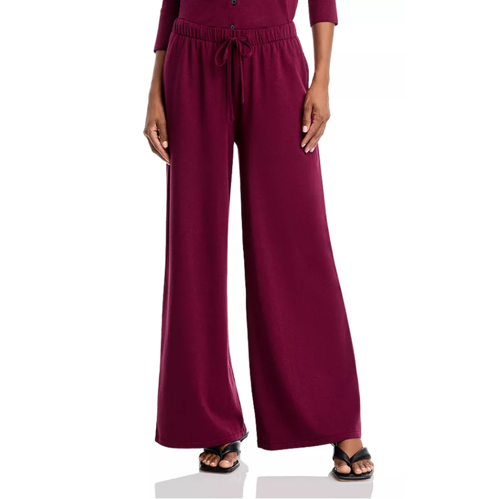 ATM WOMENS SIZE SMALL HEAVY MODAL PULL ON WIDE LEG PANTS MERLOT RED NEW